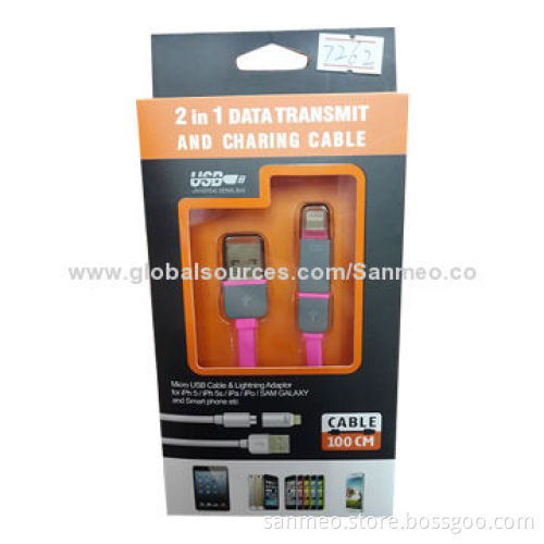 2-in-1 Data Transmit and Charging Cables for Samsung/iPhone and Mmore Various Designs AvailableNew